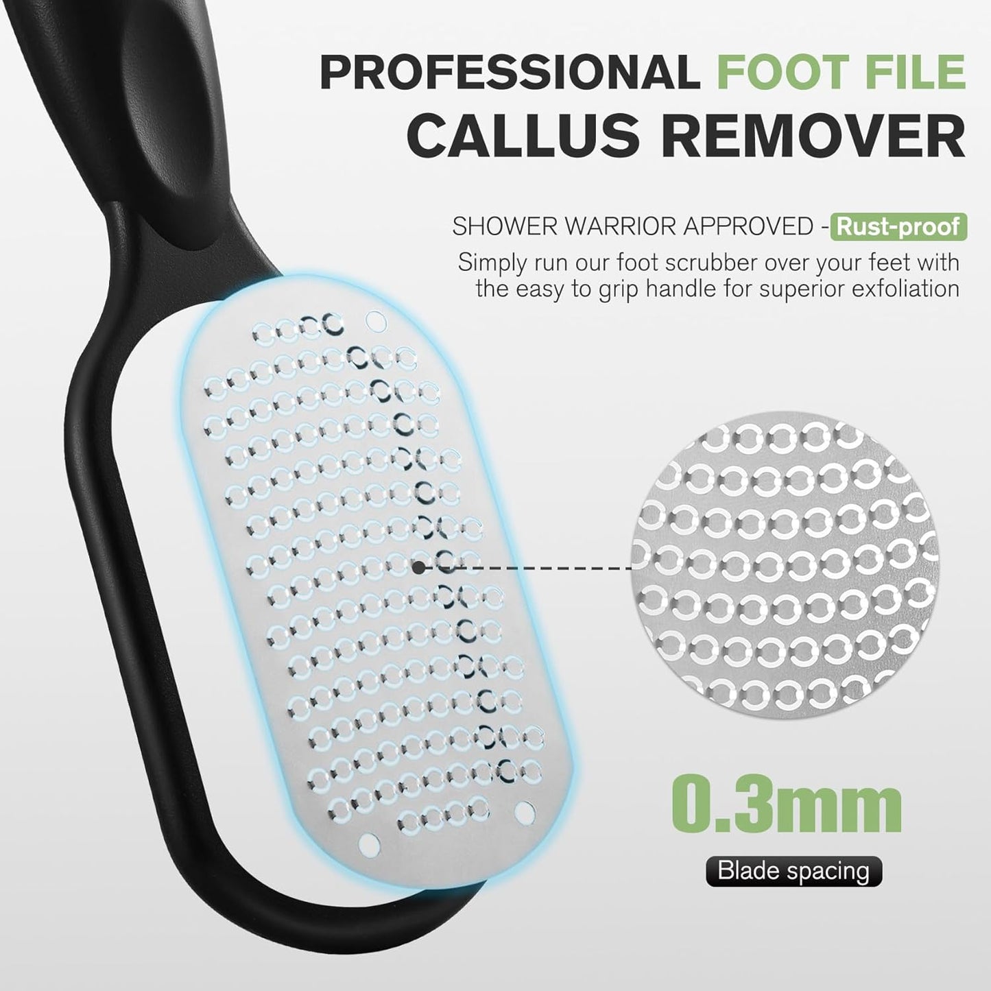 FERYES Foot File Callus Remover with Dead Skin Catcher – The Genius Foot Scrubber for Mess-Free Pedicures, Heel Scraper for Cracked Heel Treatment, Wet & Dry Use Feet Rasp - Black
