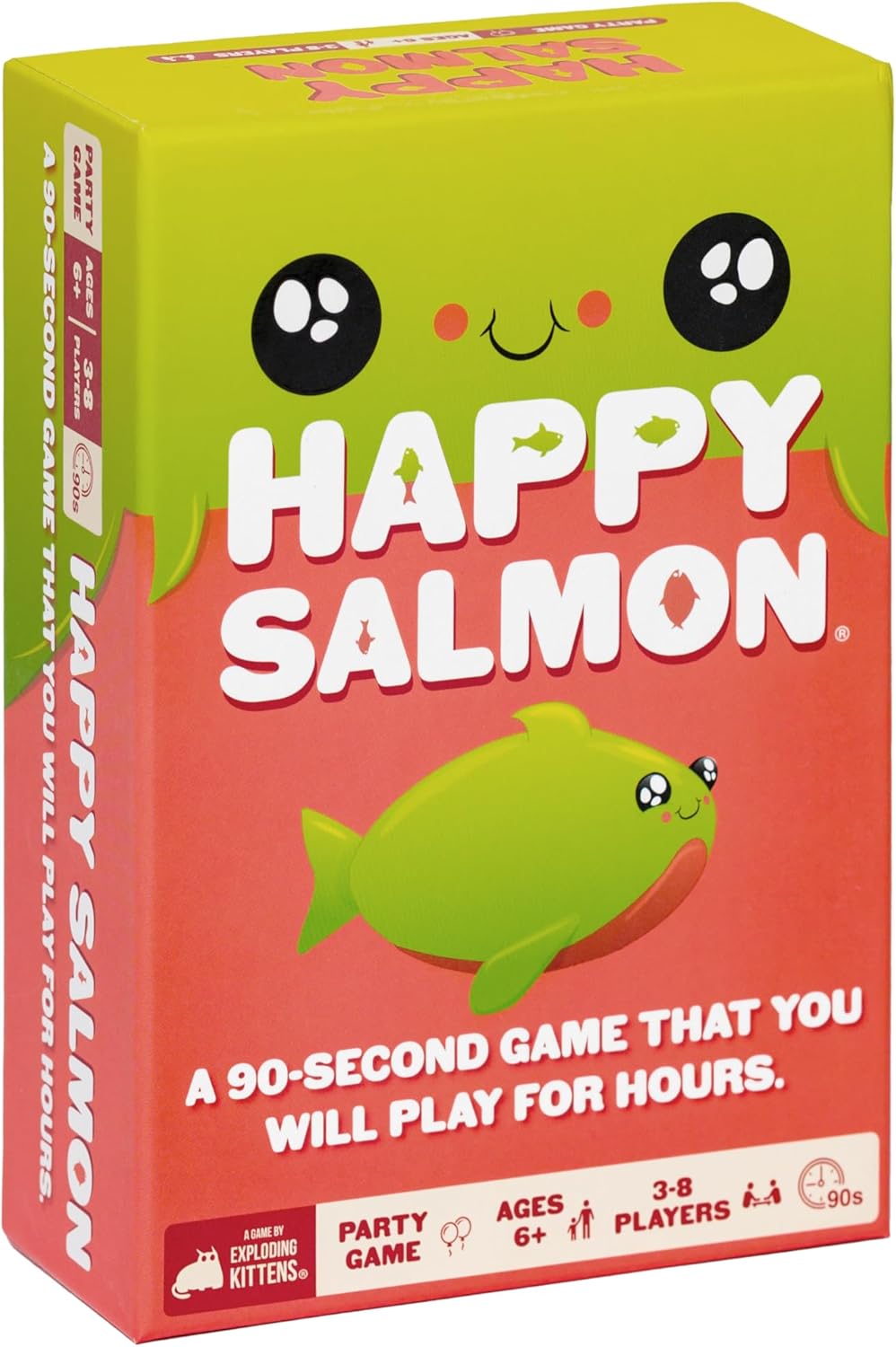 Exploding Kittens Happy Salmon - 3-8 Players - Ages 6+ - 90 Second Rounds - Easy to Learn Quick Matching Card Game - Ideal for Party, Family Game Night, Kid and Adult