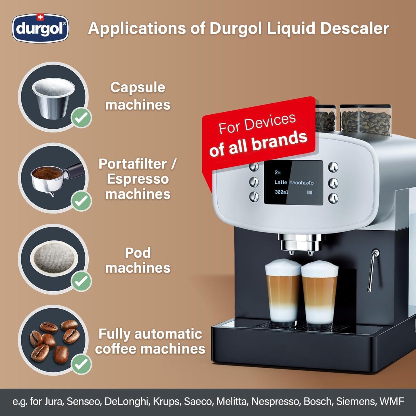 Durgol Swiss Espresso Special Decalcifier for all Coffee Machines, 2 x 125ml
