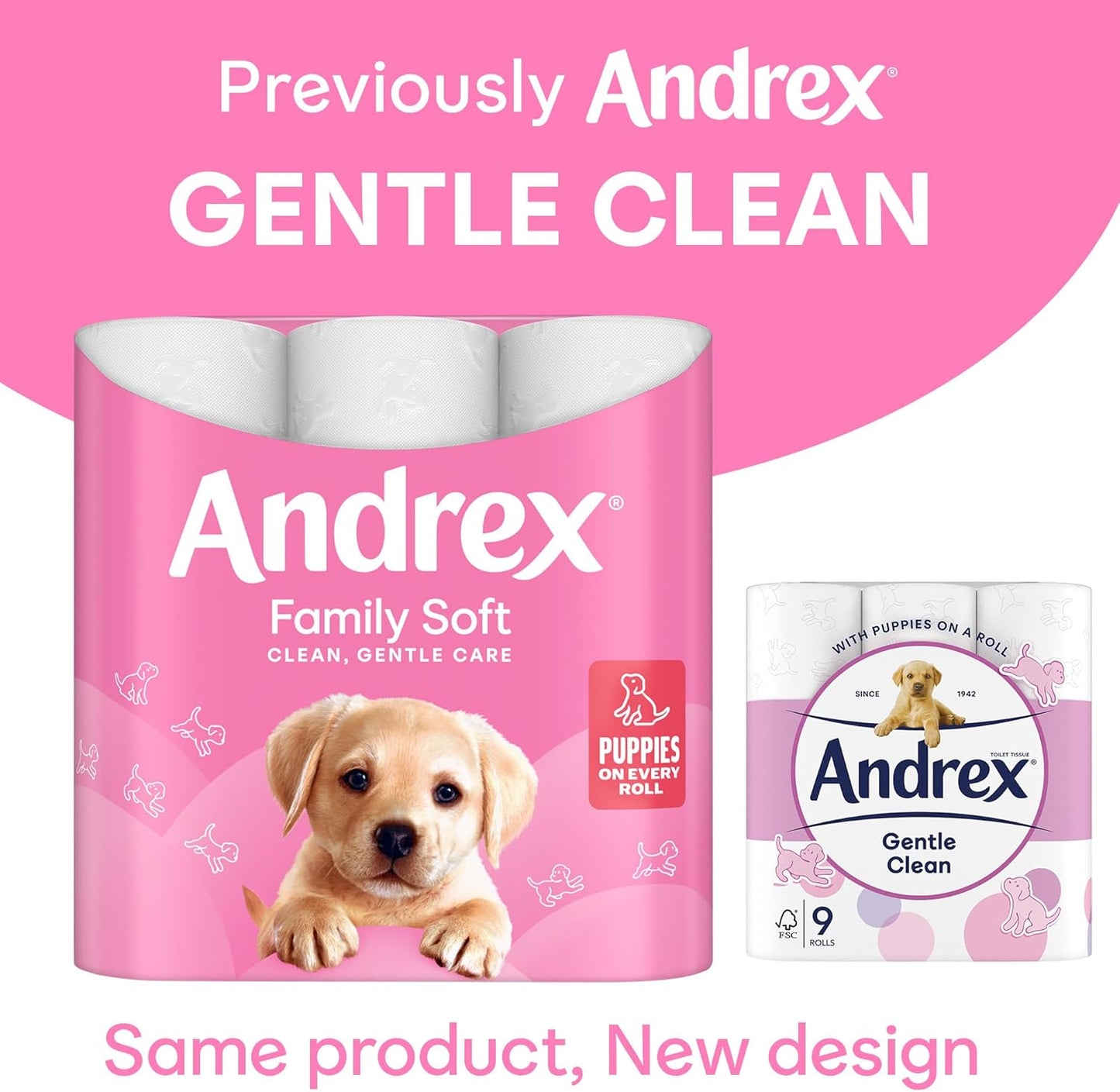 Andrex Family Soft Toilet Tissue 72 Rolls (Previously Andrex Gentle Clean) Gentle on your Family’s skin– Bulk Pack of 72 Toilet Rolls, FSC Certified