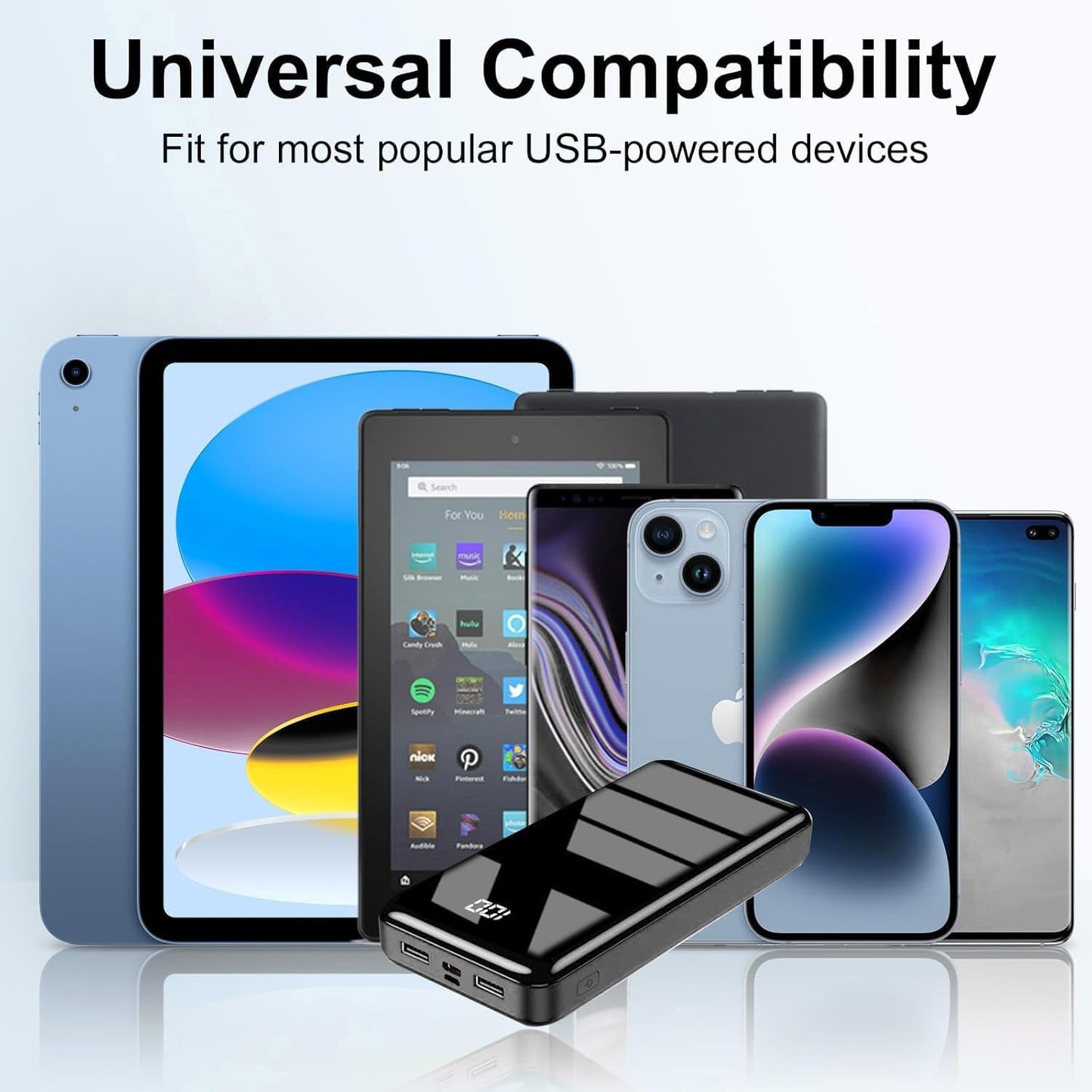 27,000mAh Power Bank with QC 4.0 & USB-C 22.5W Fast Charging – Portable Charger with 3 Outputs & 2 Inputs – Compatible with Smartphones