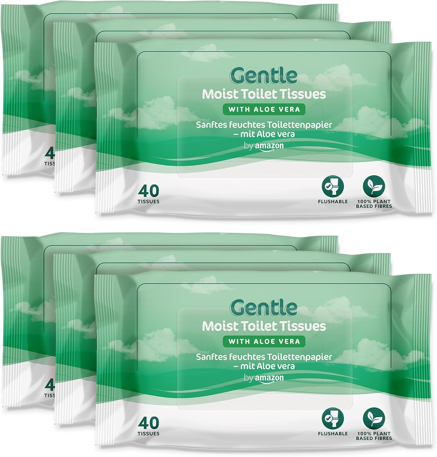 Gentle Moist Toilet Tissues with Aloe Vera, Flushable, 240 Count (6 Packs of 40 sheets) (Previously Presto!)