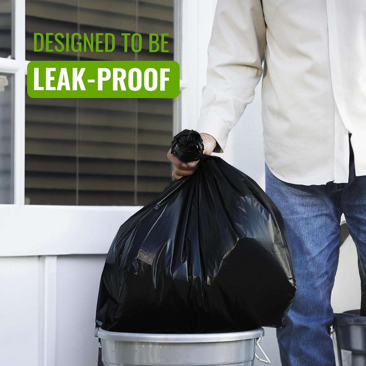 Eco Bag 50 Heavy Duty Bin Liner Refuse Sacks - 100L Black, 736mm x 990mm, 48