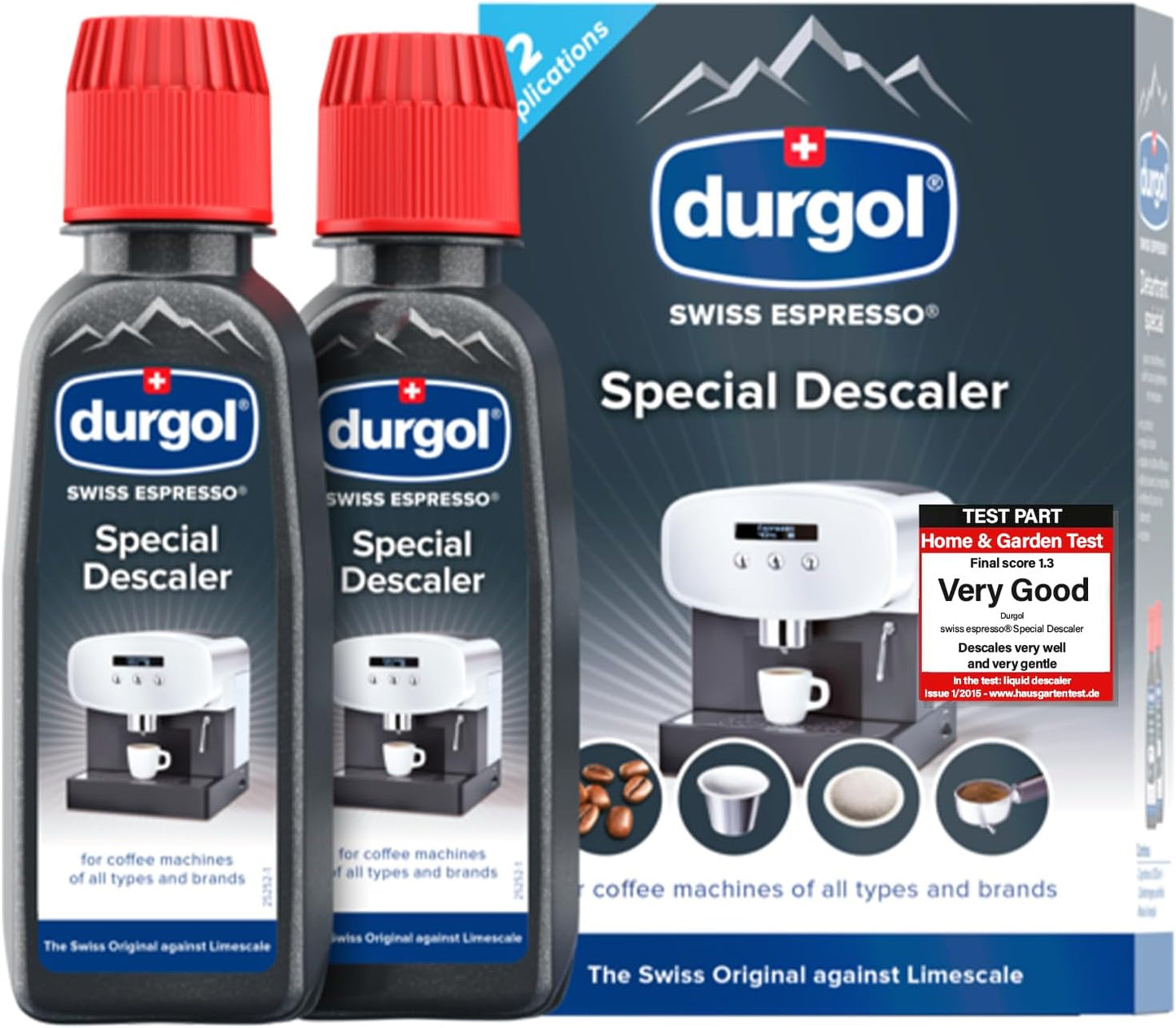 Durgol Swiss Espresso Special Decalcifier for all Coffee Machines, 2 x 125ml