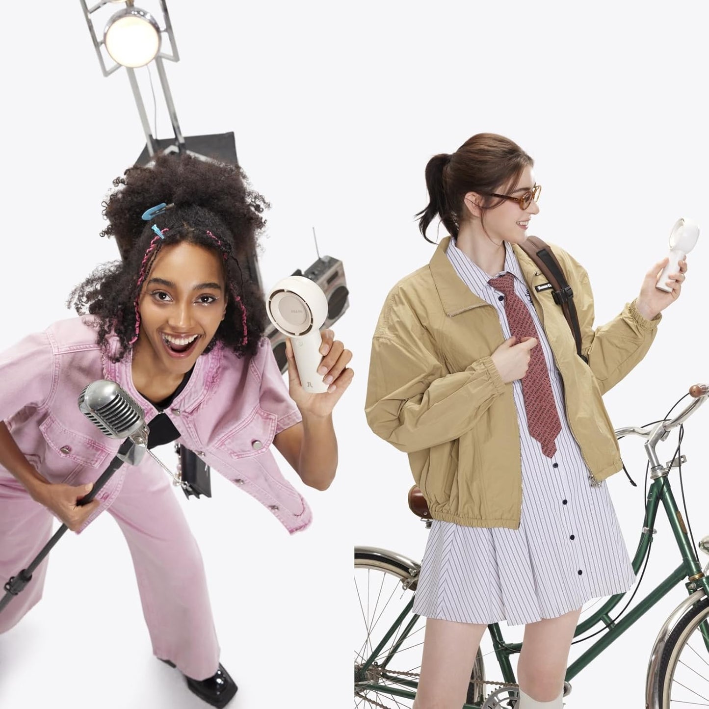 JISULIFE Mini Portable Handheld Turbo Fan – Up to 16H Cooling Time, 5 Speeds, USB Powered Personal Fan for Travel, Outdoor, Home & Office – Brown