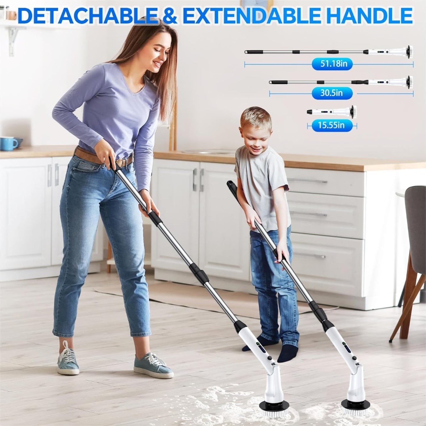 Airlovers Electric Spin Scrubber 2025 – Powerful Cleaning Tool with 3 Adjustable Angles & 8 Interchangeable Brush Heads | Perfect for Floors and Surfaces