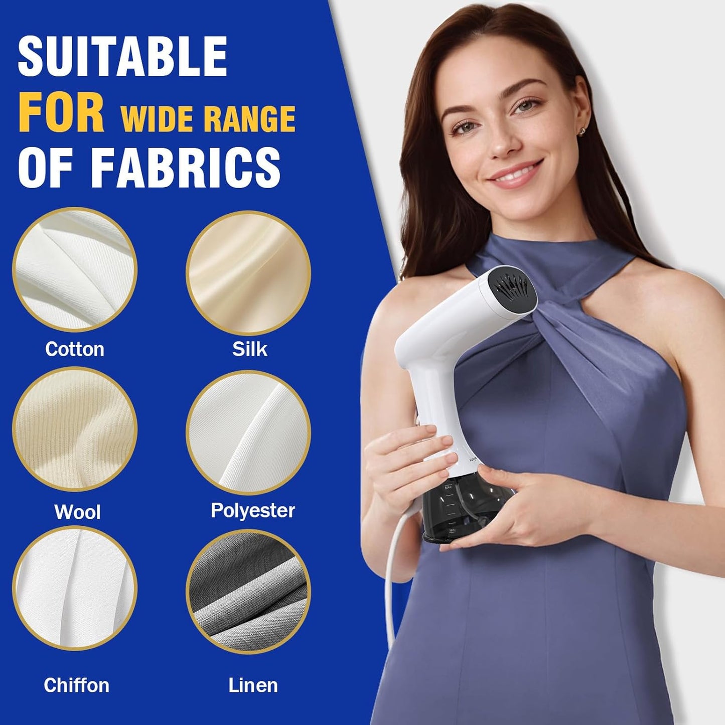 Rolipo Clothes Steamer, Handheld Garment Steamer for Clothes, 30g/min Powerful Steam, 400ml Water Tank, 2.1m Cord, Portable Steamer for Home, Travel and Office