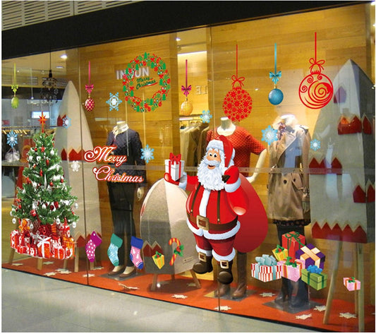 TBSCWYF Window Stickers Large Reindeer Christmas Tree Cling Decals Resuable for Xmas Home Shop Party Decorations Christmas Windows Clings