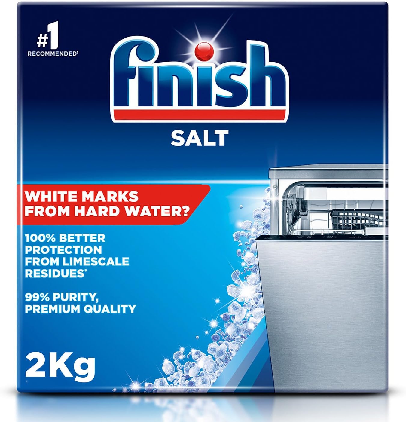Finish Dishwasher Salt, Unscented Water Softener, Prevents Limescale and White Residue, 2Kg Box