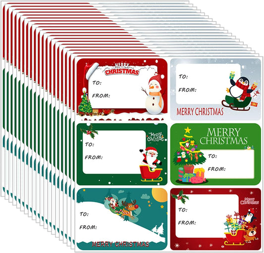Christmas Labels, 120 Pcs Christmas Stickers,Xmas Present Gift Stickers, Self-Adhesive Tags, Xmas Tags - Size 65 x 45mm Name Labels for Presents