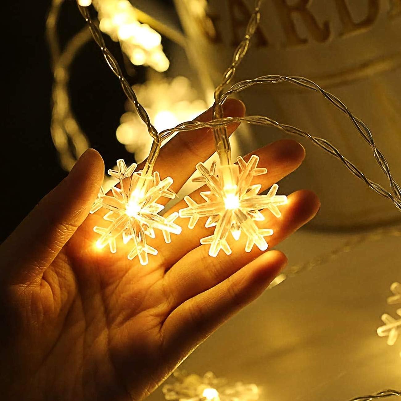 Fairy Lights, 20ft 40 LED Battery Powered String Lights, 2 Lighting Modes, Decoractive for Indoor Outdoor, Bedroom, Wedding, Party,Birthday, Valentine, Christmas Tree Decoration (Snowflack)