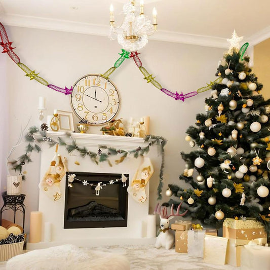 8Pcs Christmas Ceiling Decorations, Foil Christmas Hanging Garlands for Ceiling, Streamers for Xmas Party Decorations Indoor