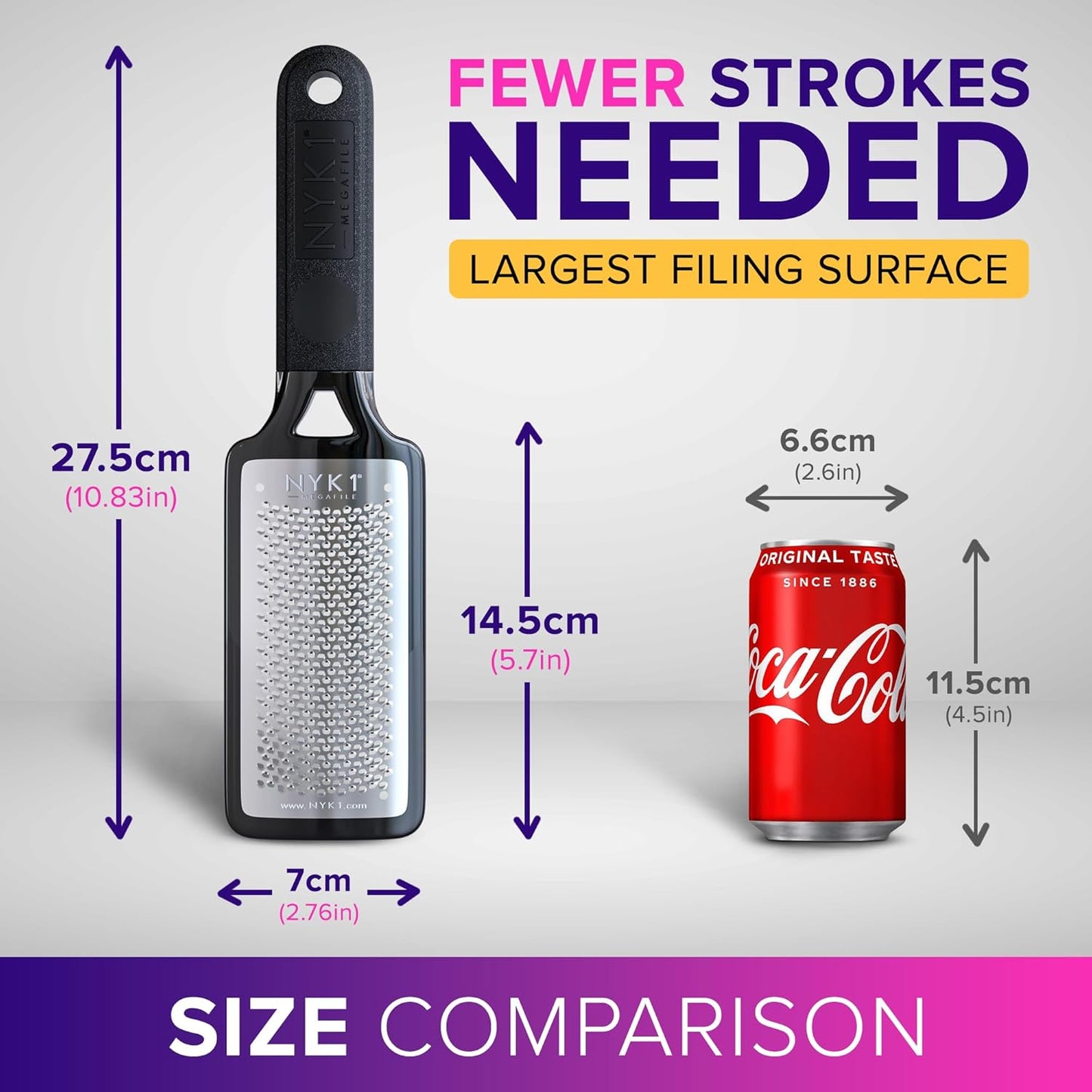 NYK1 MEGAFILE Rustproof Foot File with Catcher (XL Size) – High-Performance Foot Care Tool for Wet & Dry Use – Textured Grip for Non-Slip Control