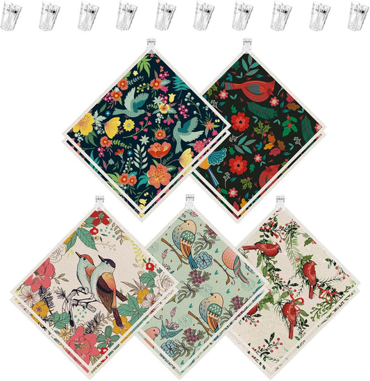 10 Pack Swedish Dishcloths for Washing Up, Reusable Cleaning Cloths with Clips, Non-Scratch Cellulose Sponge Cloths for Cleaning Home Kitchen