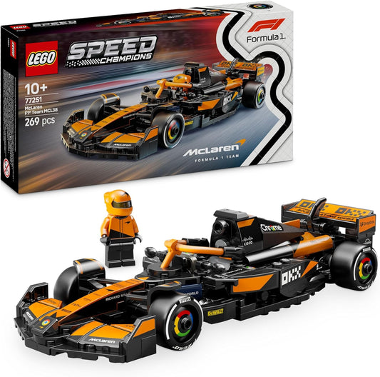 LEGO Speed Champions McLaren F1 Team MCL38 Race Car Toy with a Collectible Formula 1 Driver Minifigure - Model Kits for 10+ Year Old Boys & Girls or Adult Motorsport Fans 77251