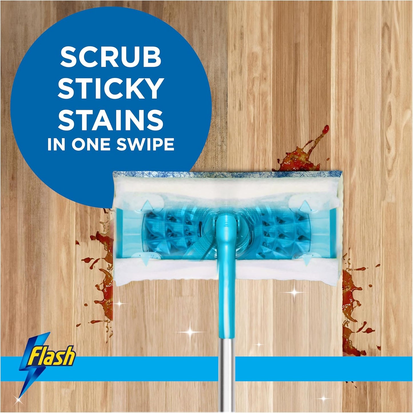 Flash Speedmop Wet Mop Floor Cleaner Starter Kit For Cleaning Floors With Scrubbing Action, Includes 1 Handle & 6 Wet Refills