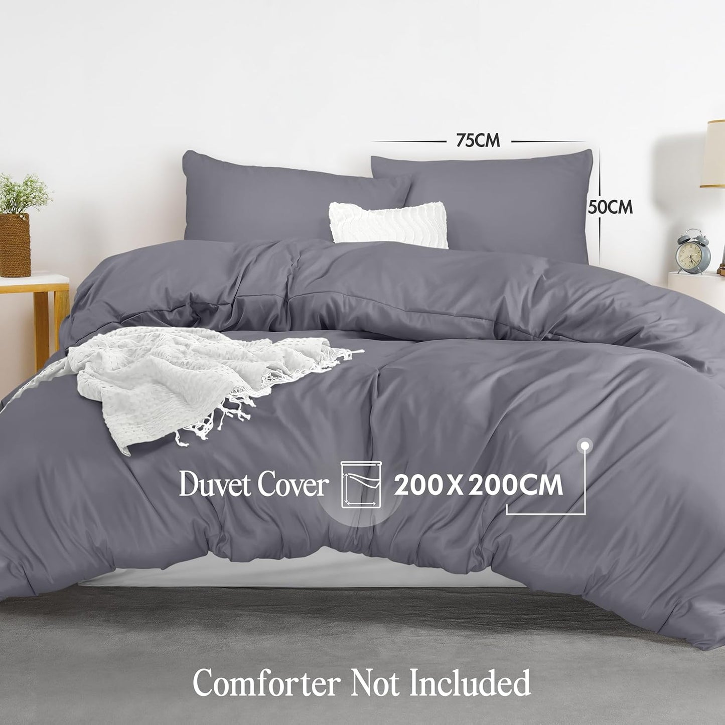 Utopia Bedding Duvet Cover Double - Soft Microfibre Polyester - Bedding Quilt Cover Set, with Pillow cases (Grey)