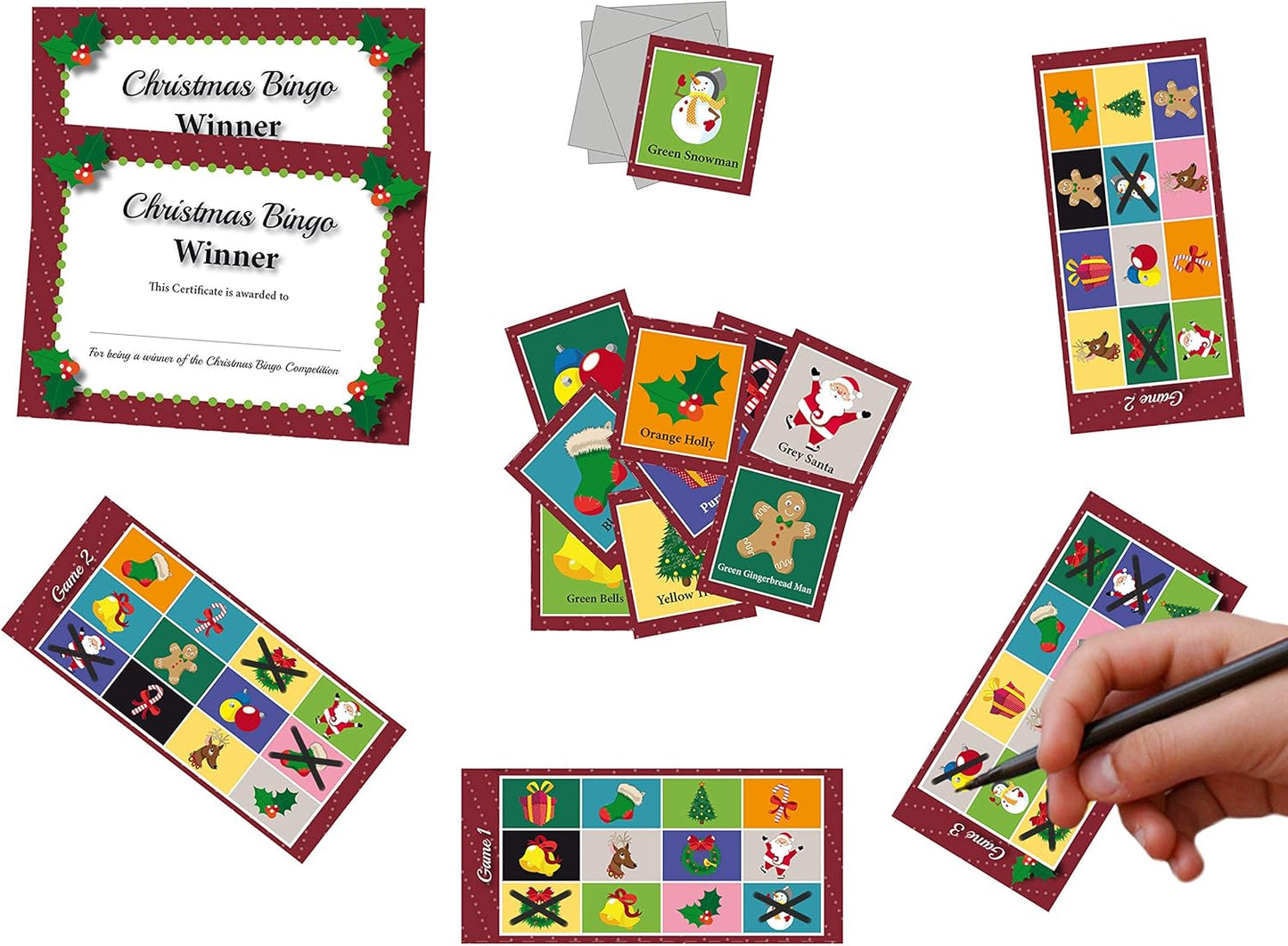 Christmas Party Bingo Game. A fun entertaining activity idea for family, friends, office party, clubs or pubs -novelty secret santa gift or stocking/xmas eve box filler.