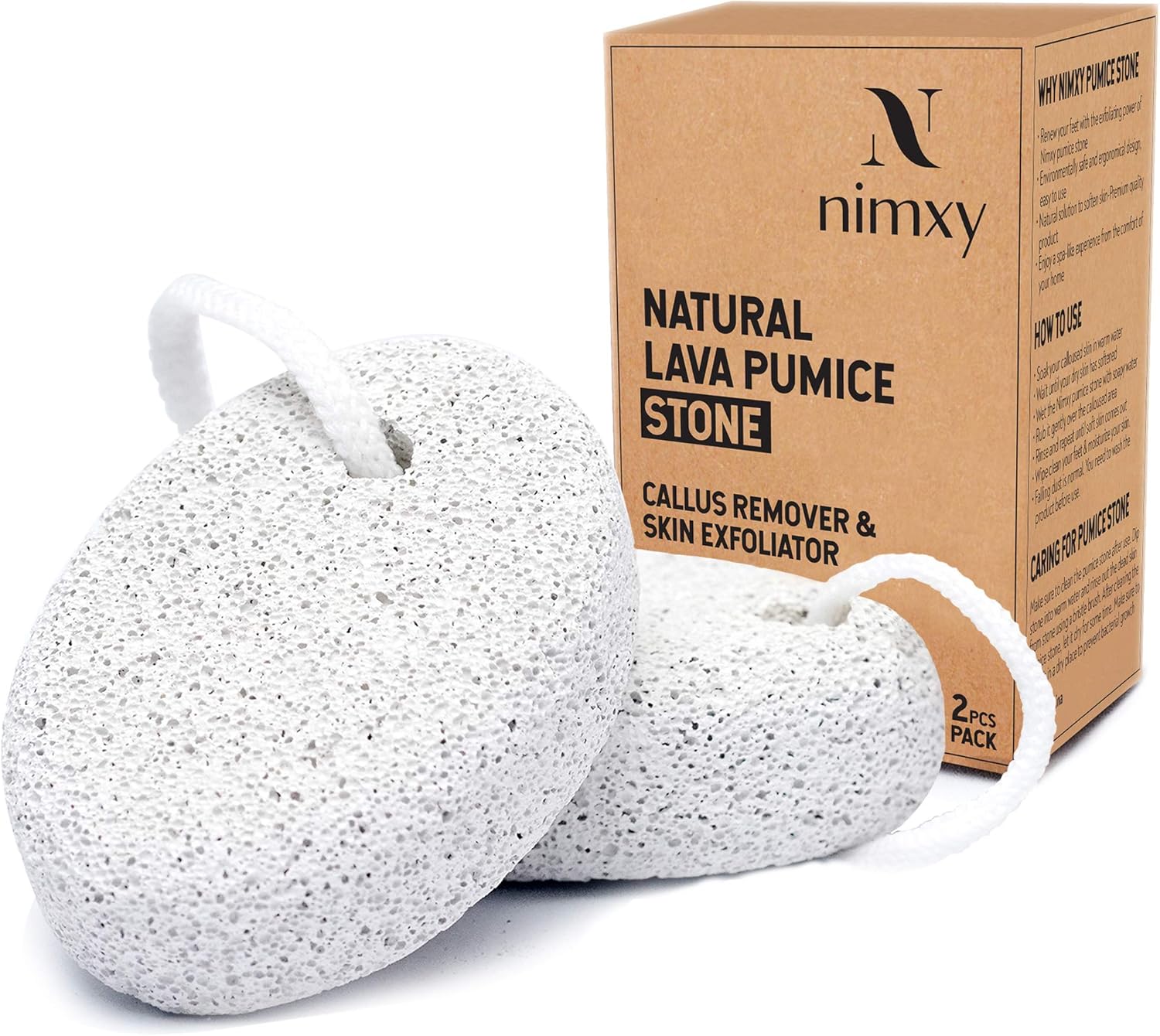 NIMXY Pumice Stone for Feet and Hands 2 Pcs – Foot Scrubber for Dead Hard Skin Removal – Natural Foot File and Callus Remover for Exfoliation