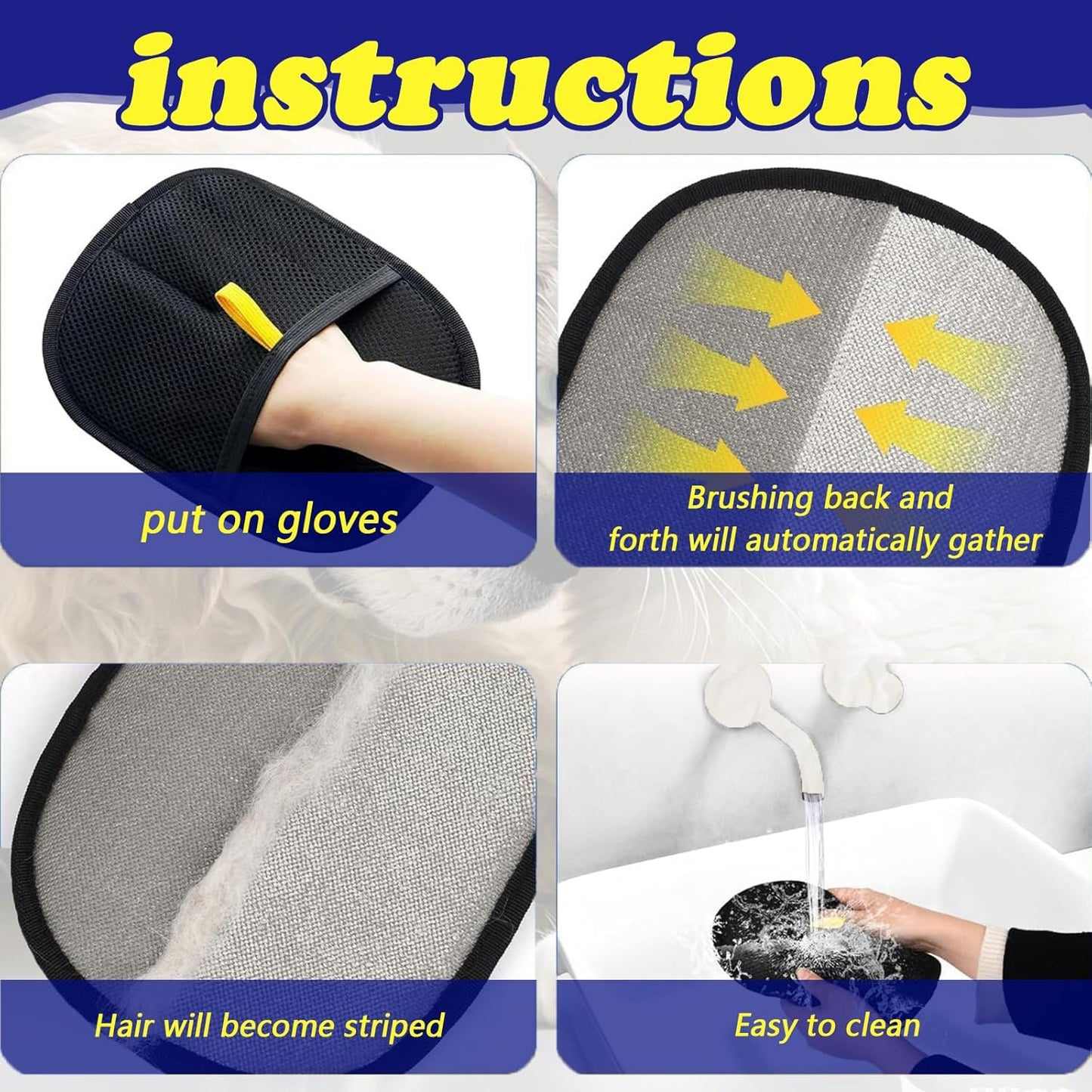 2 PCS Static Removal Gloves Pet Hair,Cat Grooming Glove, Dog Grooming Glove Set, Cat Gloves Grooming Set Reusable Pet Hair Remover Gloves, Versatile Grooming Gloves for Grooming, Deshedding, Washing