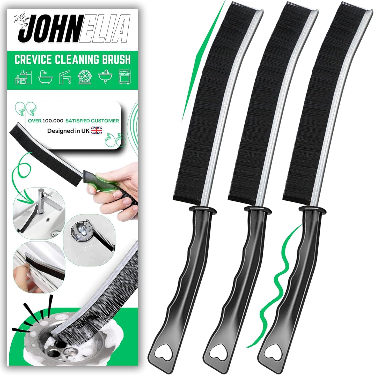 JOHN ELIA Crevice Cleaning Brush UK 3 Pcs Multifunctional Bathroom Cleaning Brushes For Small Spaces With Long Magic Brush Cleaner Grout Cleaner Brush - Groove Gaps Cleaning Brush - Cleaning Tool