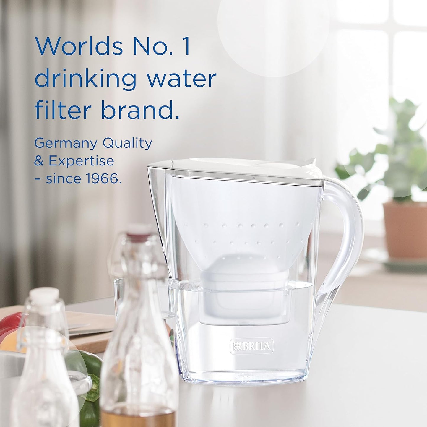 BRITA Marella Water Filter Jug Graphite (2.4L) Starter Pack incl. 3x MAXTRA PRO Pure Performance cartridge - fridge-fitting jug with digital LTI and Flip-Lid - now in sustainable Smart Box packaging