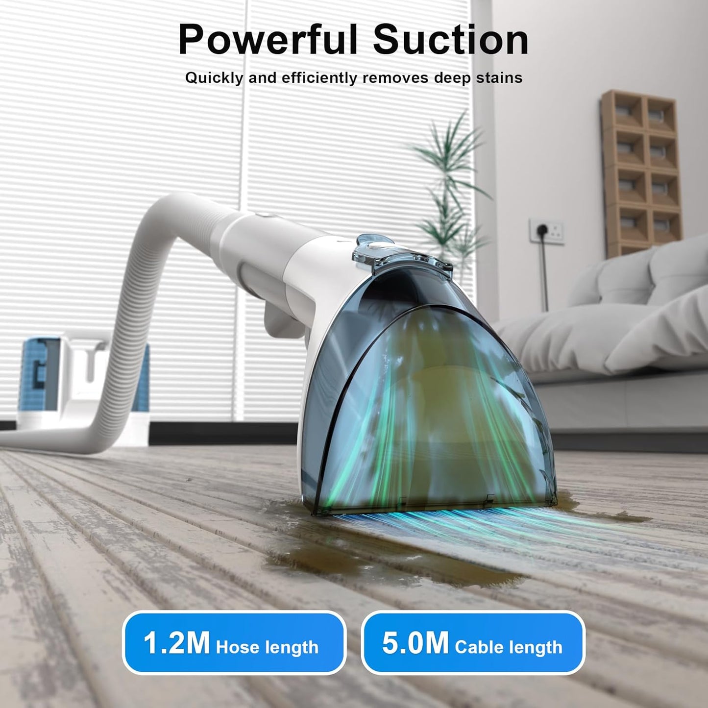 Rivenara Carpet Spot Upholstery Cleaner - Handheld Sofa Stain Striker 450W Wet Washer Machines Vacuum Portable Compact Cleaning Machine Small Mini Messy Tool for Pets Home Rug Couch Car Seats