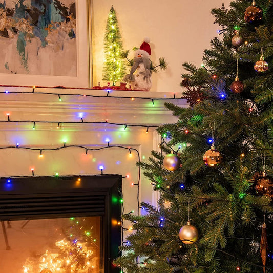 EAMBRITE Christmas Fairy Lights 20m 200 LED Multicolour String Lights Mains Powered with Christmas Music Sync Waterproof Outdoor Lights Decorations for Party Indoor Outdoor Garden - Green Cable