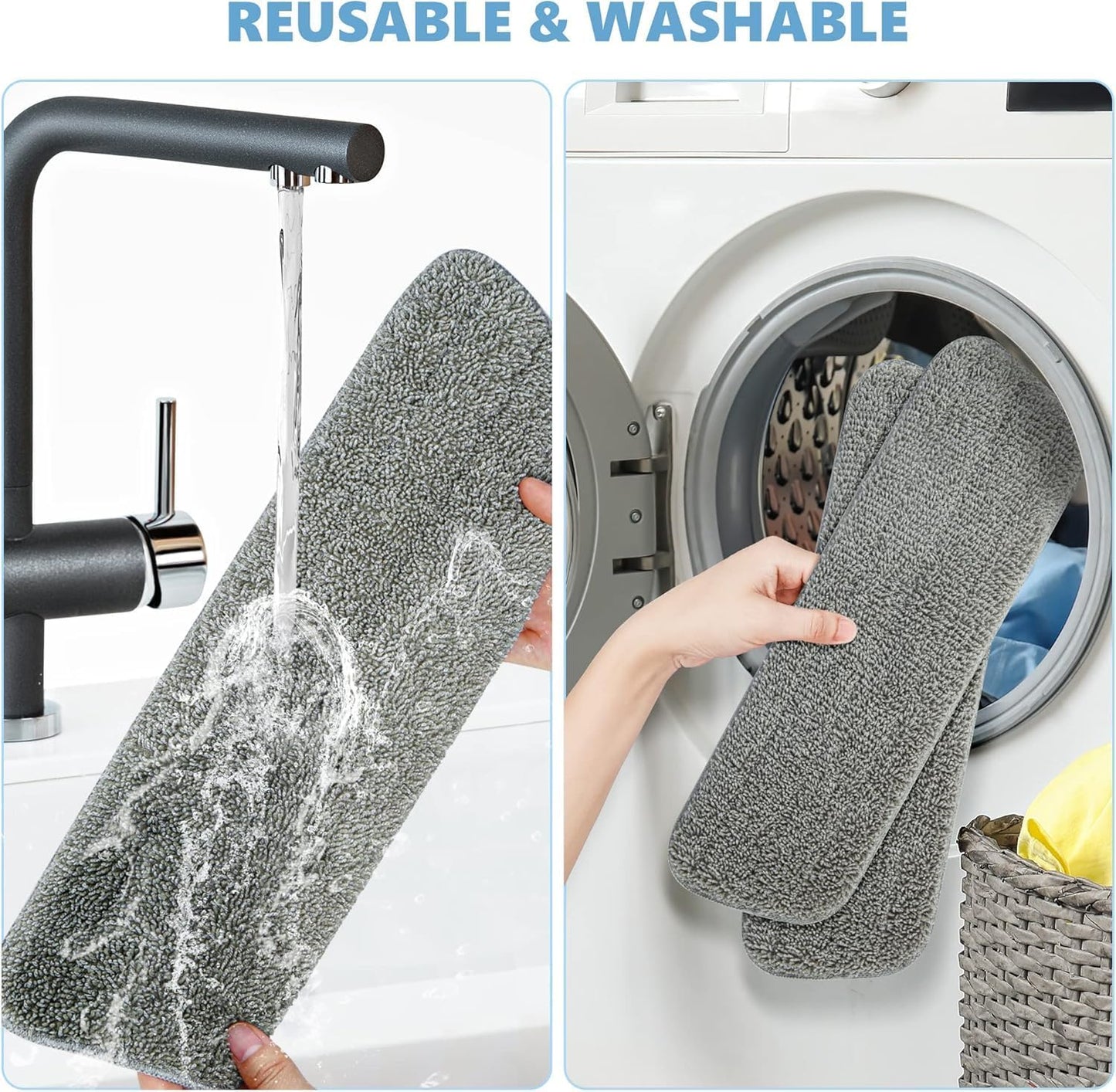 PAPCLEAN Microfibre Spray Mop with 3 Reusable Pads and Refillable Bottle, 360 Degree Spin Mop for Hardwood, Marble, Tile, Laminate, or Ceramic Floors - Cyan Blue