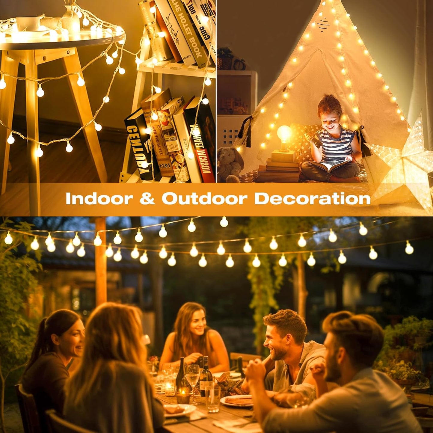 Kolpop Globe Fairy Lights Battery Operated with Remote & Timer, 10.3M 80LED 8 Modes String Lights Waterproof, Warm White Fairy Light for Indoor Outdoor Christmas Bedroom Garden