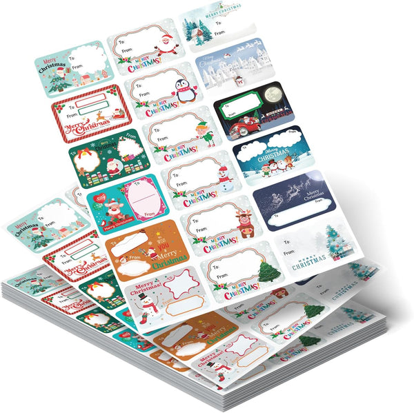 Christmas Labels Stickers, 360Pcs Christmas Tags Stickers, Self Adhesive Cute to and from Sticky Xmas Name Labels for Presents