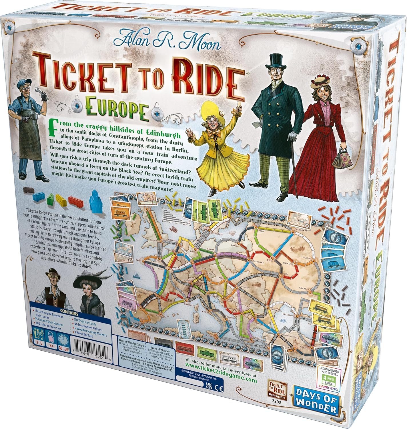 Days of Wonder | Ticket to Ride Europe | Board Game | Ages 8+ | 2-5 Players | Average Playtime 30-60 Minutes