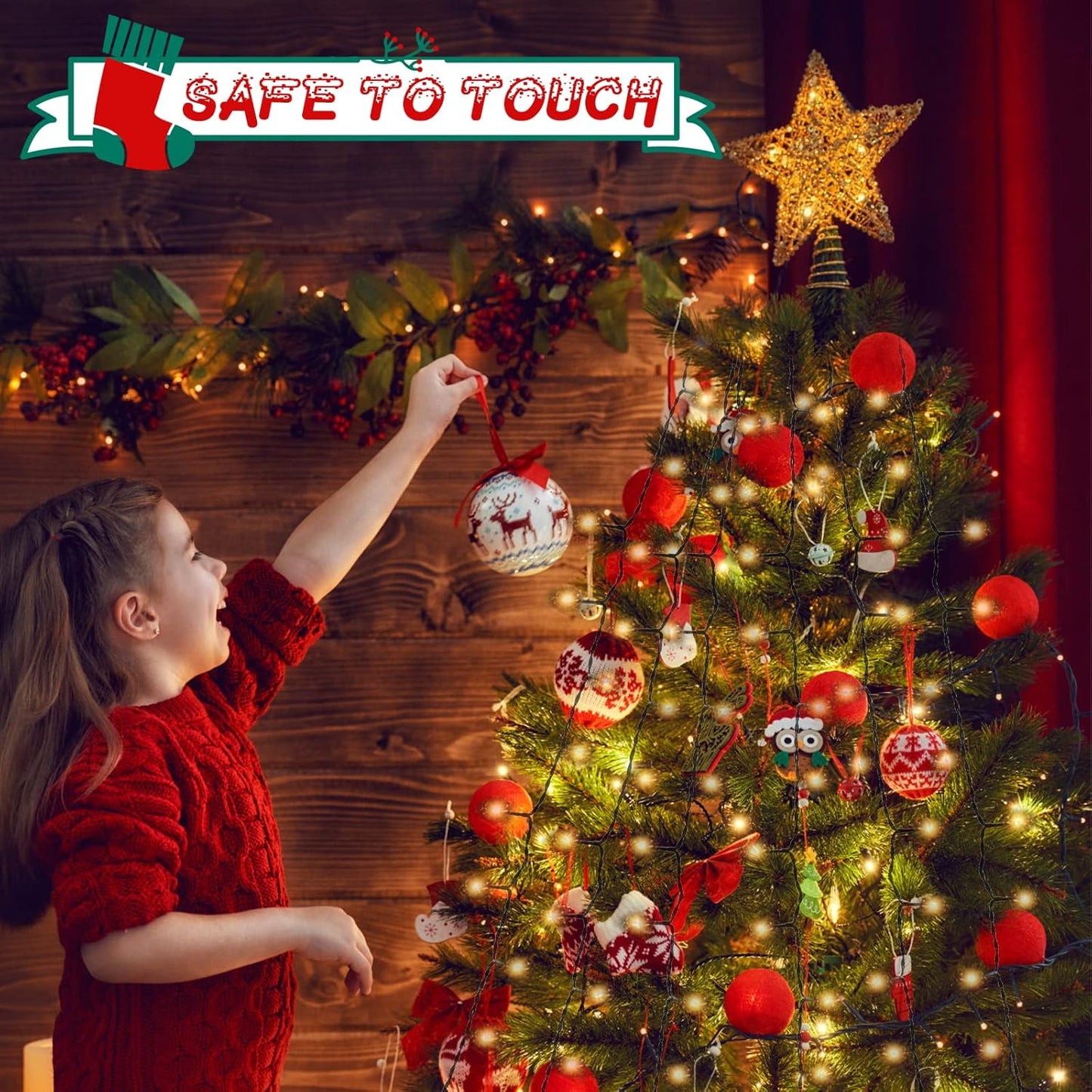 cshare Christmas Tree Lights, 2m * 16 Lines 400 LEDs Fairy Lights Mains Powered with 8 Light Modes,Memory & Timing Function,Waterproof for 1.5-3M(5-10ft) Christmas Tree Indoor and Outdoor- Warm White