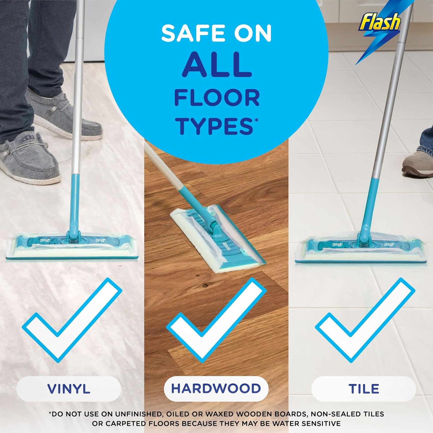 Flash Speedmop Floor Cleaner, Value Starter Kit, Cleans 3X More Floor Area*. (1 Handle, 8 Wet & 16 Dry Refills), Trap & Lock Daily Dirt, Grease & Grime Without Getting Down On Your Knees