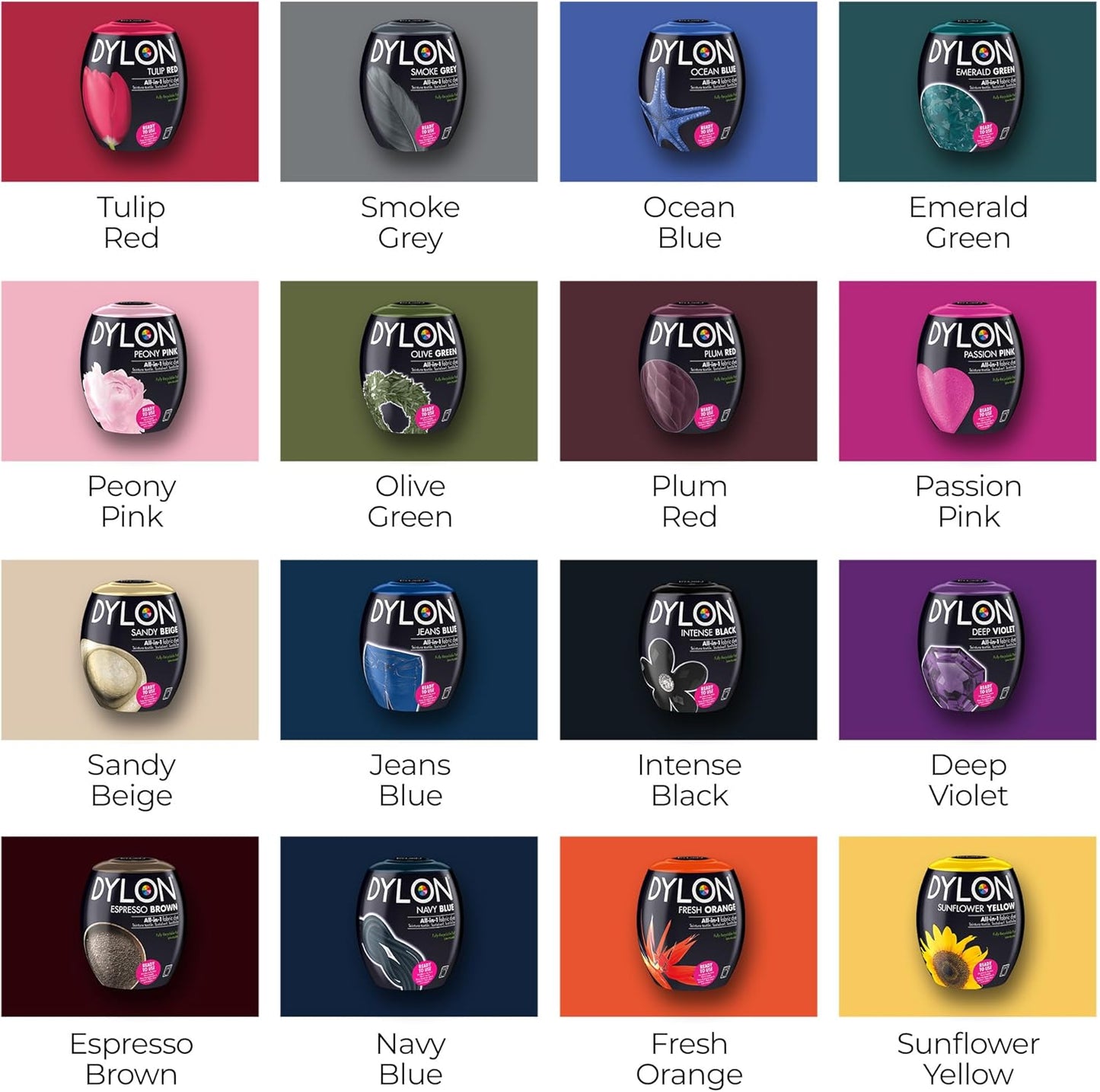 Dylon Washing Machine Fabric Dye Pod Intense Black, 350g, Packaging May Vary