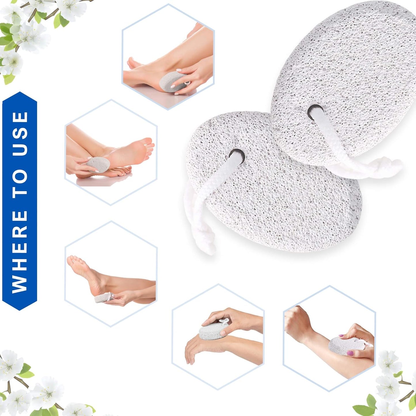 NIMXY Pumice Stone for Feet and Hands 2 Pcs – Foot Scrubber for Dead Hard Skin Removal – Natural Foot File and Callus Remover for Exfoliation