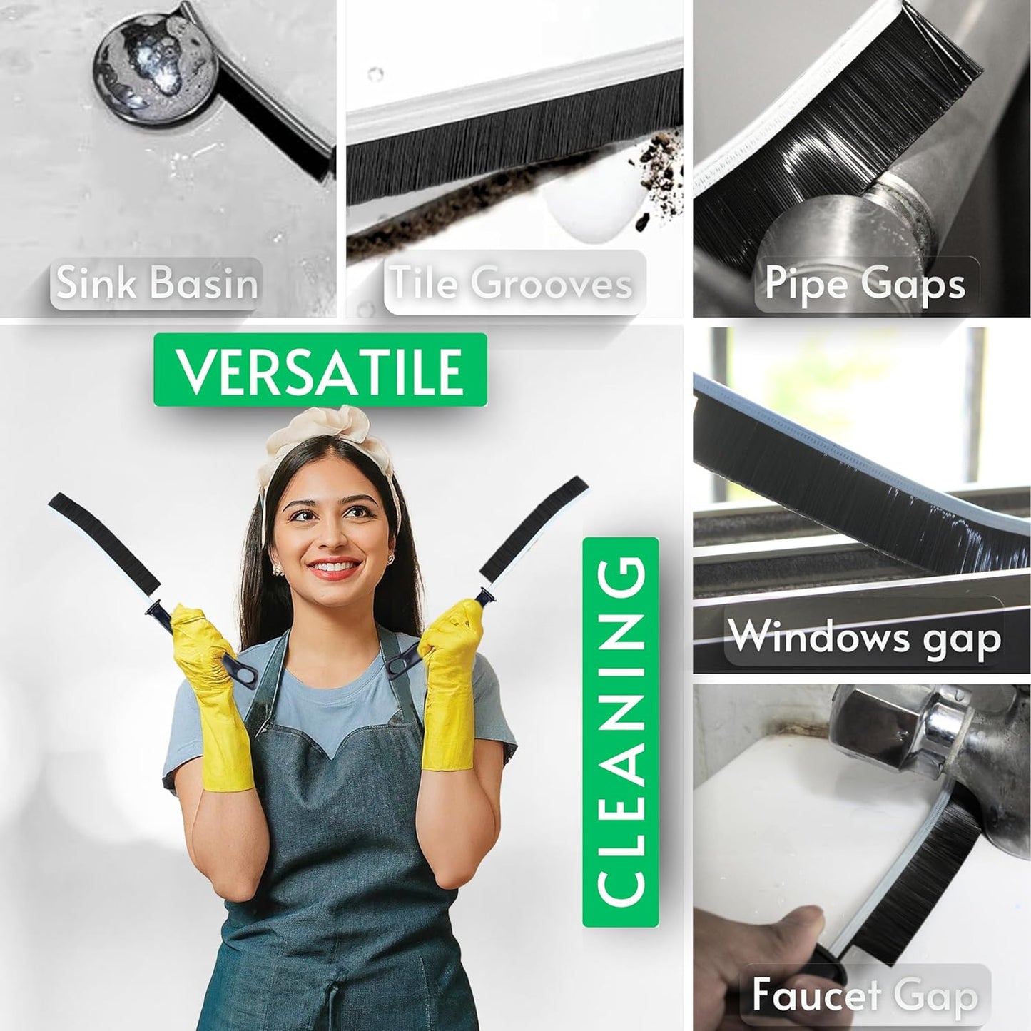 JOHN ELIA Crevice Cleaning Brush UK 3 Pcs Multifunctional Bathroom Cleaning Brushes For Small Spaces With Long Magic Brush Cleaner Grout Cleaner Brush - Groove Gaps Cleaning Brush - Cleaning Tool