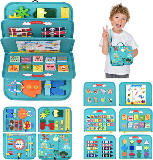Busy Board Montessori Toys For 3 4 5 6 7 8 Year Old Girls Boys Sensory Toys For Toddlers Preschool Educational Learning Toys Activity Board For Fine Motor Skills Kids Gifts Airplane Car Toys