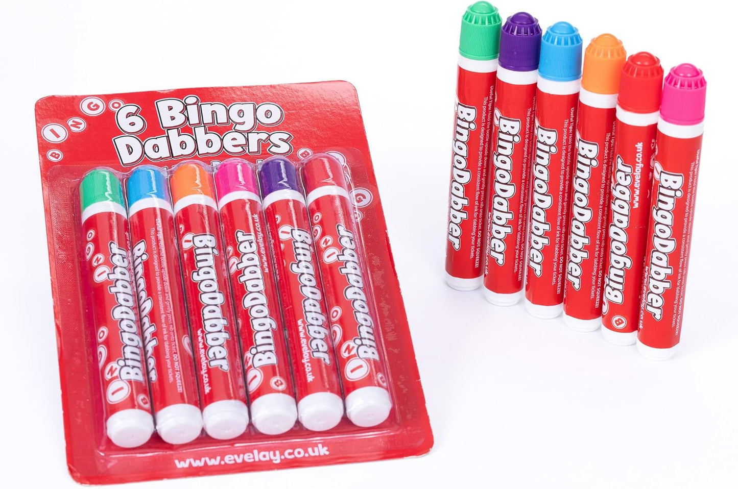 evelay Bingo Dabbers Markers Mixed Colours Pens for Bingo Tickets Games - Pack of 6