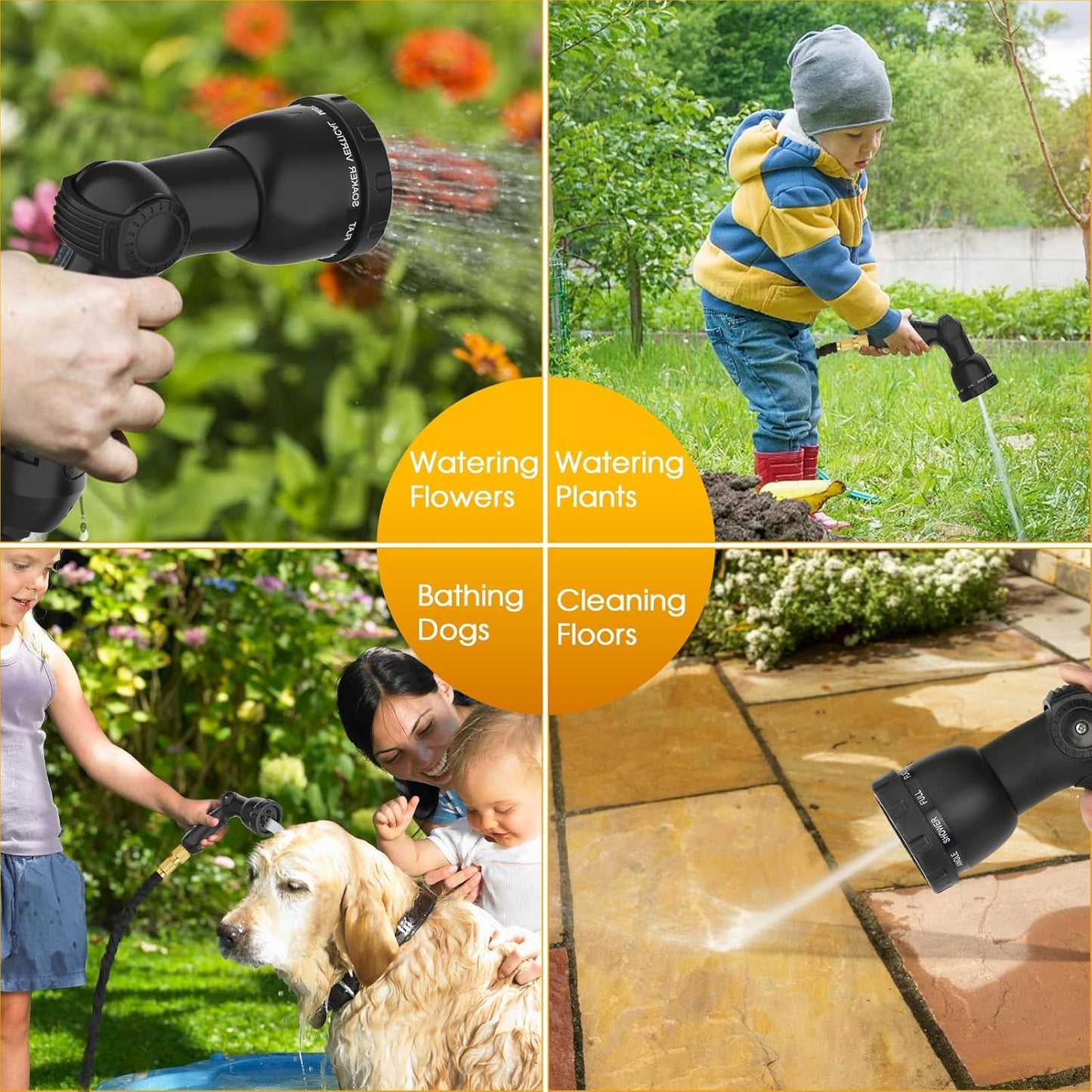 Expandable Garden Hose Pipe 100ft - Water Hose with 10 Functions Gun and 3/4", 1/2" Brass Fittings, Kink-Free Flexible Garden Hose, 3 Layers of Latex in an Expanding Hose Design for Easy Use & Storage