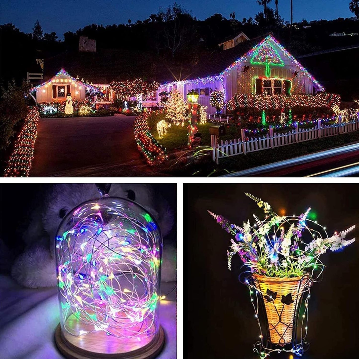 Ligarko Solar Fairy Lights Outdoor, 2 Pack Each14M/46Ft Garden Lights Solar Powered Waterproof, 120 LED 8 Modes Copper Wire Decorative Solar String Lights for Trees, Garden, Party (Multi-Coloured)