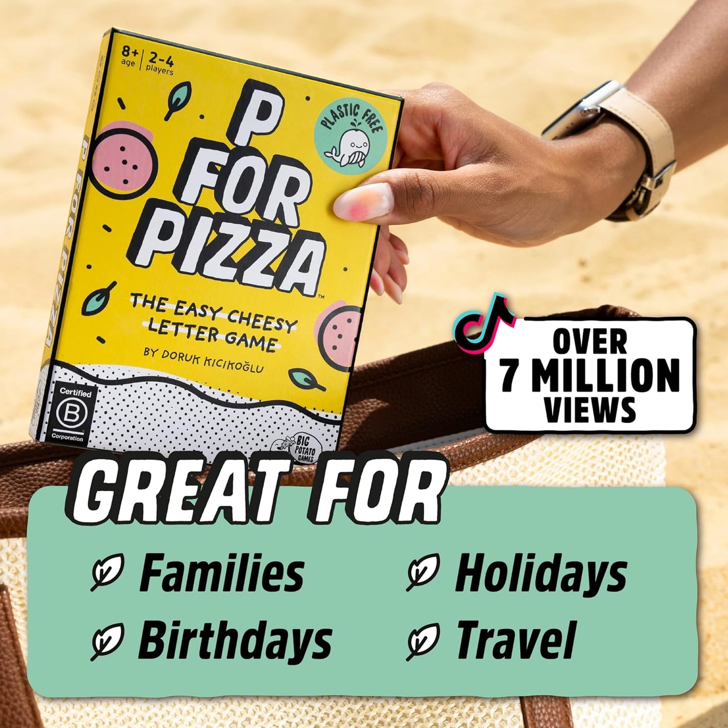 Big Potato P for Pizza Travel Game: Fast-Paced Family Card Game for Kids & Adults | Fits In Your Pocket - Play Outdoors