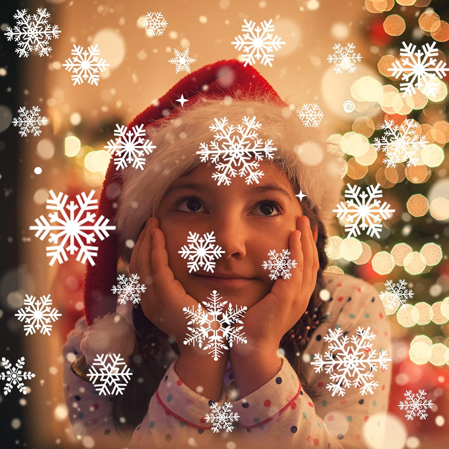 Exiiantag 262Pcs Christmas Window Stickers,Reusable Christmas Snowflake Stickers,Removable Static Clings Snowflakes Window Clings for Xmas Decoration