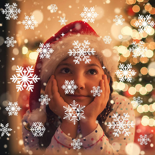 Exiiantag 262Pcs Christmas Window Stickers,Reusable Christmas Snowflake Stickers,Removable Static Clings Snowflakes Window Clings for Xmas Decoration
