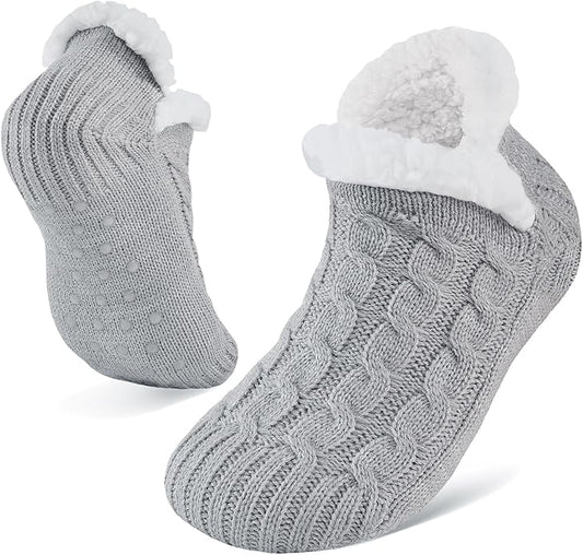 Fluffy Slipper Socks for Women & Men – Thick Cosy Bed Socks with Non-Slip Grippers, Warm Fuzzy Winter Socks for Indoor Home Use, Perfect Christmas Gifts, UK Size 4-9