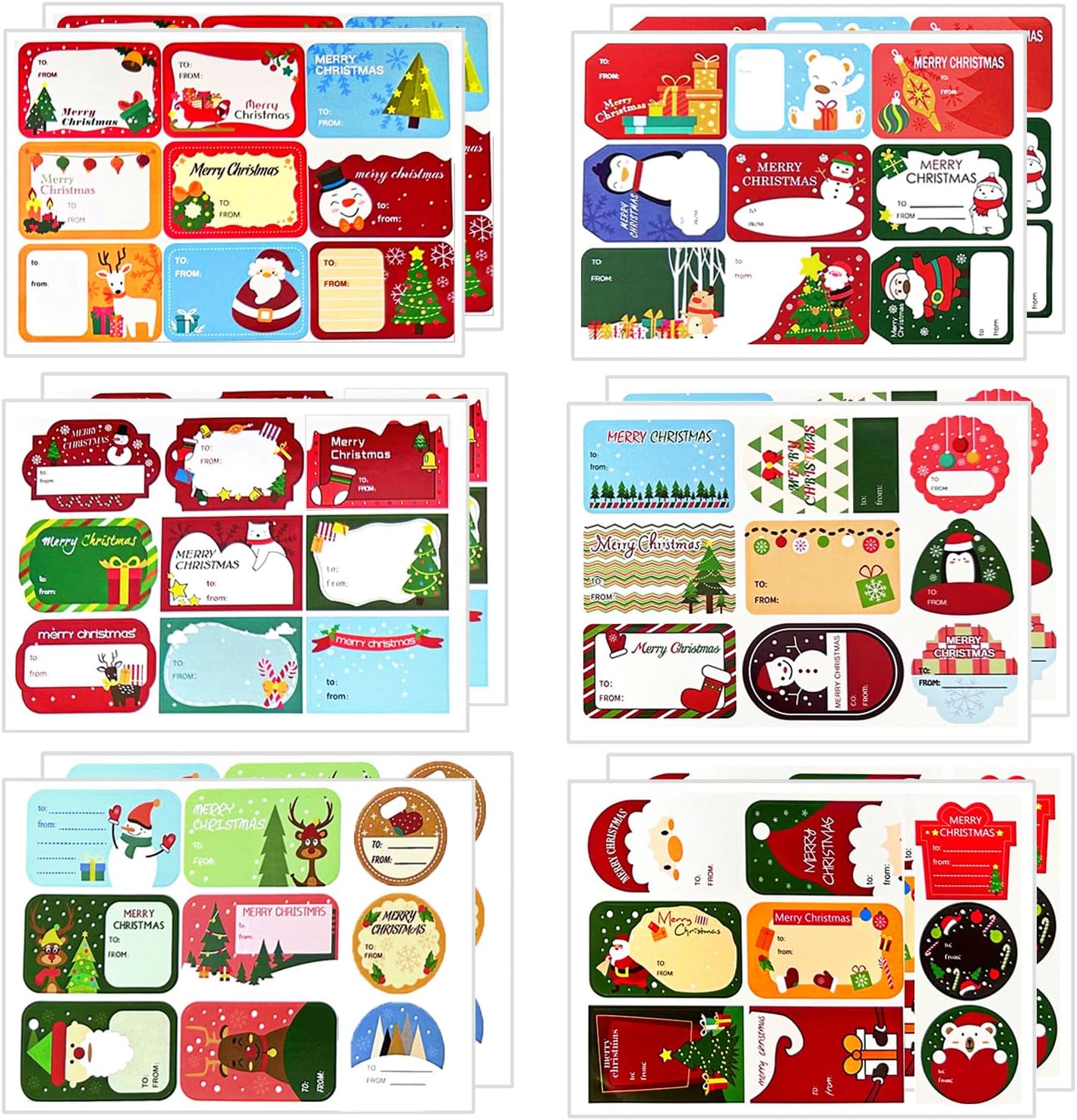 108 PCS Christmas Labels Stickers Christmas Name Gift Labels Xmas Present Gift Tags Stickers Self-Adhesive Xmas Stickers for Cards Envelope