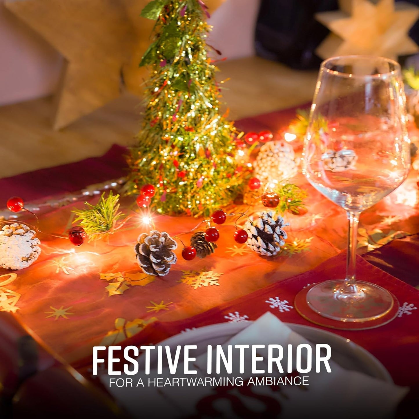 GloBrite Christmas Garland - 2M Pre-Lit Decoration with 20 LEDs for Fireplace, Indoor, and Stairs