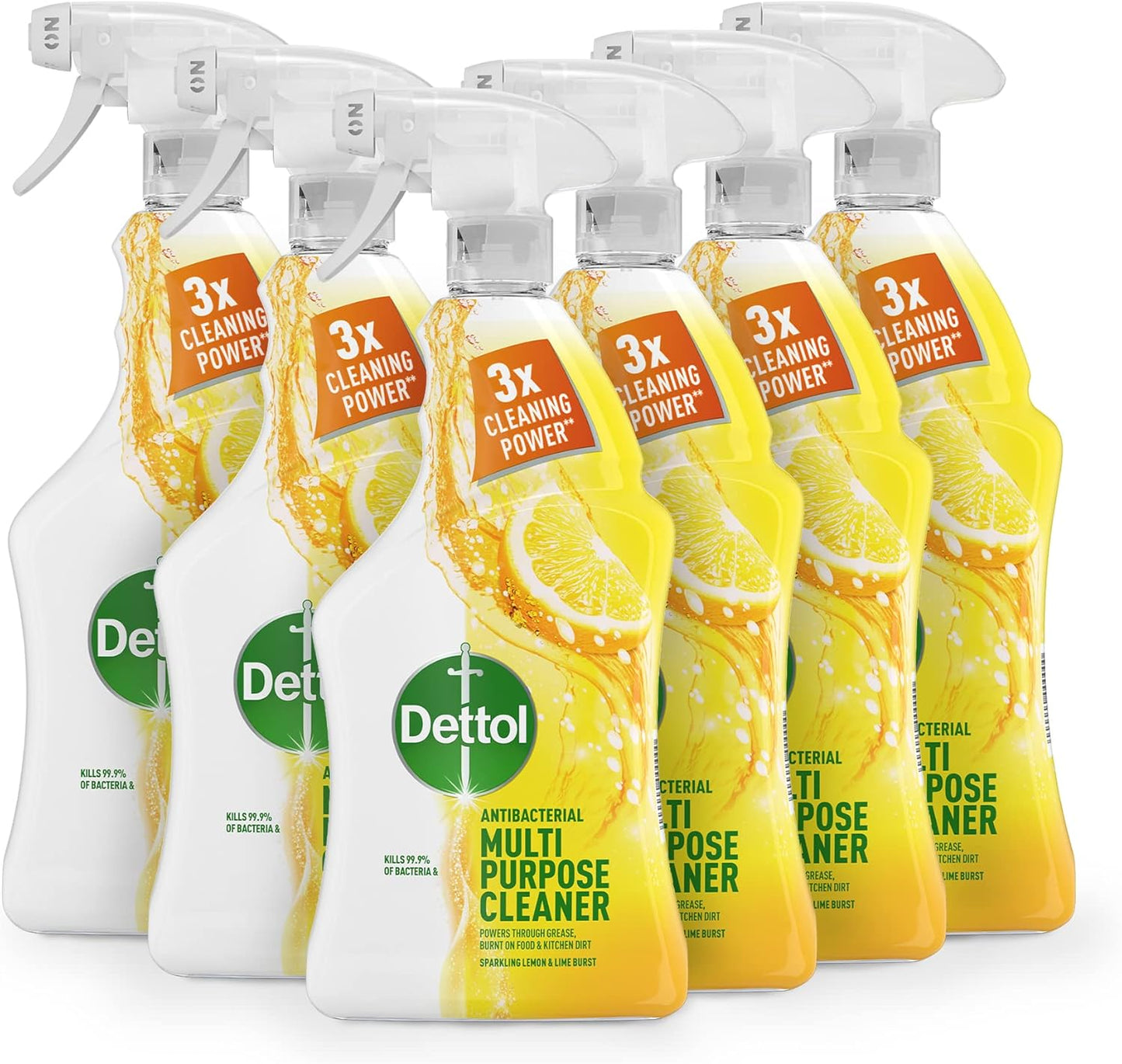Dettol Antibacterial Multipurpose Cleaner Spray, Lemon & Lime, 1.0L (6 x 1L, Total 6.0L), Kitchen, Household Disinfectant Cleaning Solution, Kills 99.9 Percent of Germs