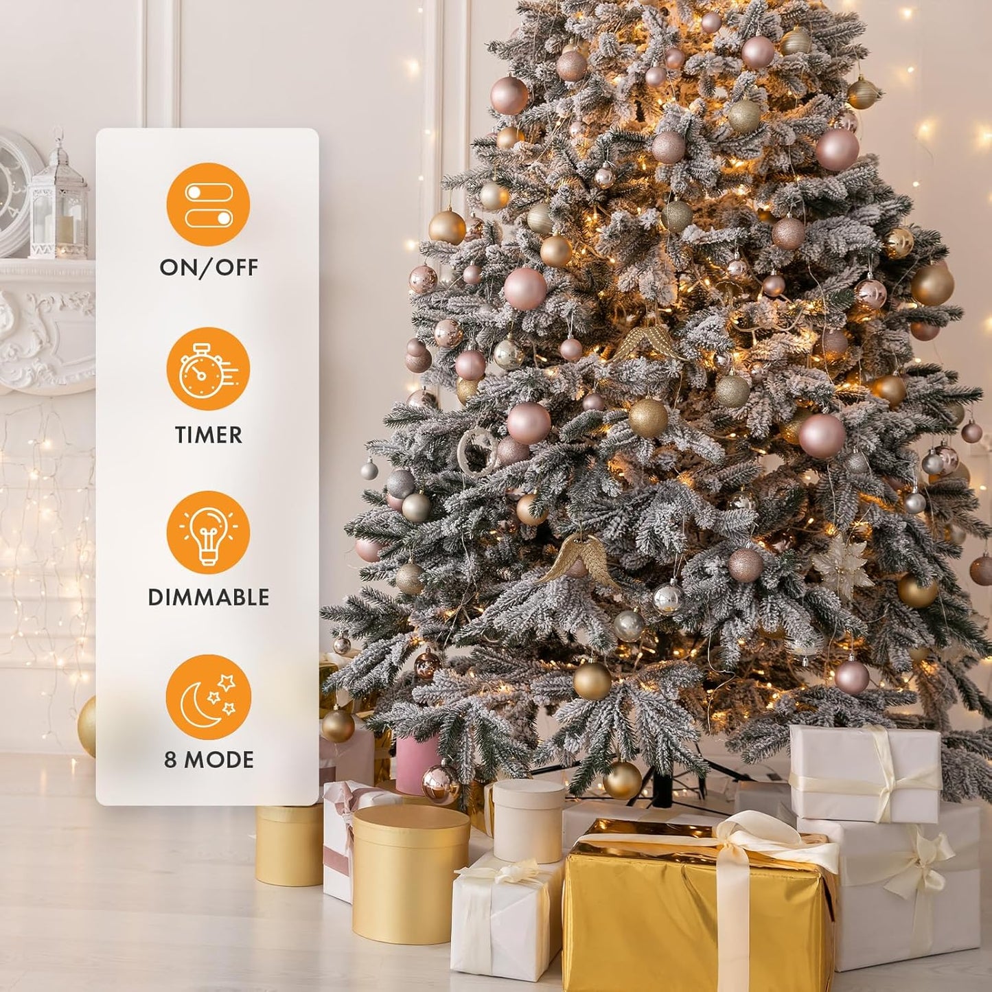 Twinkle Star Battery Fairy Lights Indoor Outdoor, 10m 100 LED Battery Christmas Lights with Timer/Remote/8 Mode/Dimmable, Waterproof String Lights for Party Xmas Tree Decorations, Warm White