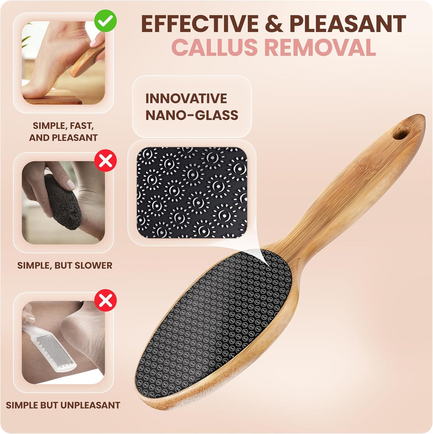 BAMBUA Foot File - [100% Anti-Callus Effect] Callus Remover for Feet - Effective Foot Scraper - Pedicure Foot Files for Hard Skin Remover Foot Scrub - Pumice Stone for Feet - Foot Scrubber (Black)